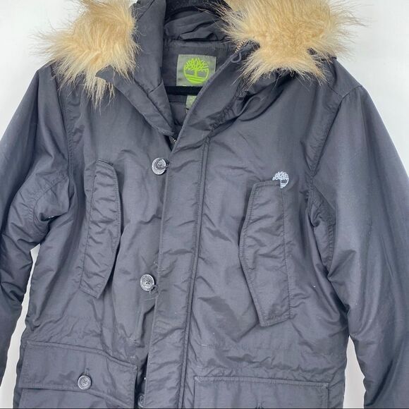 Timberland Fur Trim Quilted Button Pocketed Zip Parka Jacket outerwear urban - Picture 3 of 13